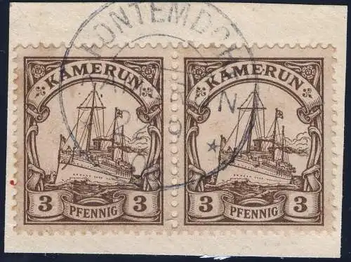 Kamerun 1906 Michel 7 Paar  ° Fontemdorf 22/9/06 Kabinett Briefstück / 115