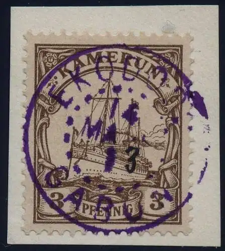 Kamerun 1913 Michel 7 ° Ekododo Gabon Violett 14/3/13 Luxus Briefstück Gepr/ 121