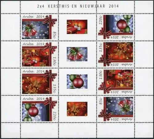 Aruba 2014 Weihnachten Christmas Kerstmis en Nieuwjaar 841-844 Kleinbogen MNH