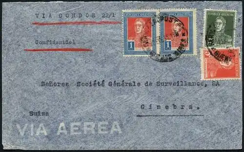 Katapult Argentinien 1935 Brief Buenos Aires Genf Schweiz Catapult / 374