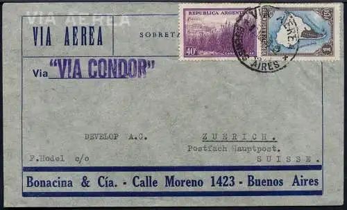 Katapult Argentinien 1938 Brief Buenos Aires Zürich Schweiz Catapult / 483