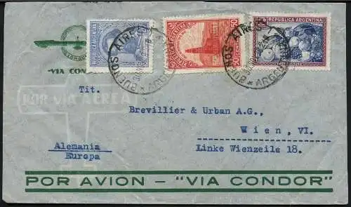 Katapult Argentinien 1938 Brief Buenos Aires Wien Österreich Catapult / 496