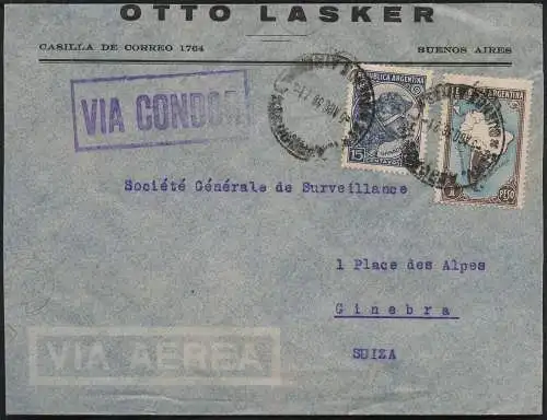 Katapult Argentinien 1936 Brief Buenos Aires Genf Schweiz Catapult / 422