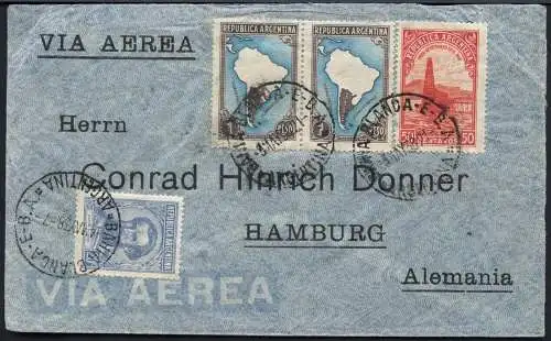Katapult Argentinien 1938 Brief Bahia Blanca 2,70 Pesos Hamburg Catapult / 478