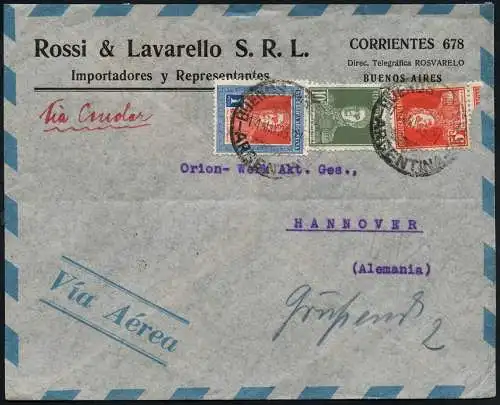 Katapult Argentinien 1935 Brief Buenos Aires Hannover Catapult/ 387