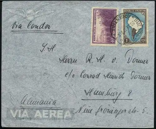Katapult Argentinien 1938  Brief Buenos Aires Hamburg Catapult/ 484