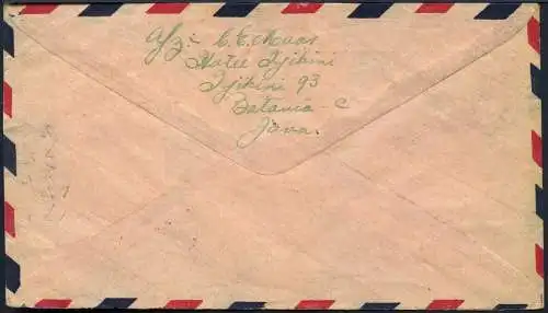 Niederländisch-Indien 1947 Brief Luftpost MiF Vulkan Volcano Skive Dänemark/ 809