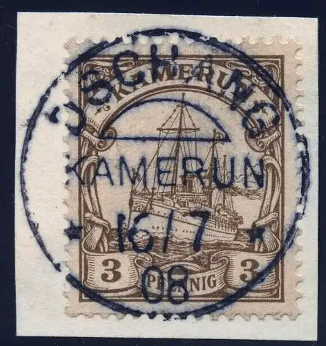 Kamerun 1908 Michel 7 ° Dschang 16/7/08 Luxus Briefstück signiert Grobe / 123