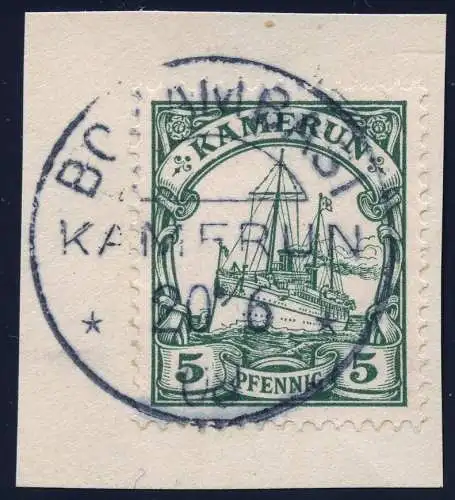 Kamerun 1908 Michel 21 ° Bonambasi 20/6/09 Luxus Briefstück / 125