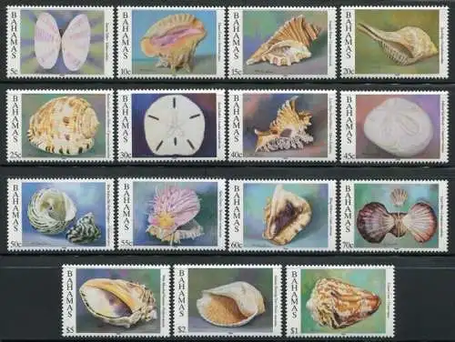 Bahamas 1996 Muscheln Weichtiere Meerestiere Freimarken 889-903 JZ 1996 (15) MNH