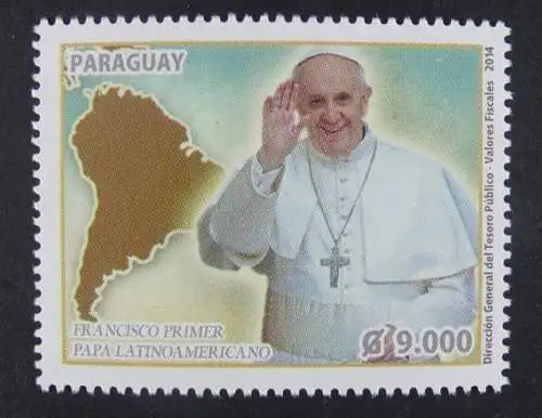 Paraguay 2014 Papst Franziskus Pope Francis Religion Landkarte Map MNH