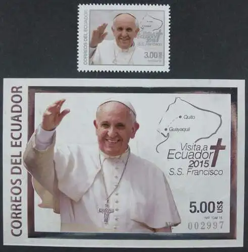 Ecuador 2015 Papst Franziskus Besuch Pope Francis Visit Religion Postfrisch MNH