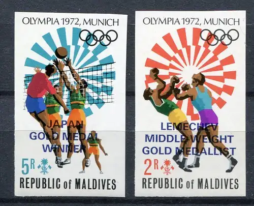 Malediven 1972 Olympiade Olympics München 430-431 U Ungezähnt Imperf Postfrisch