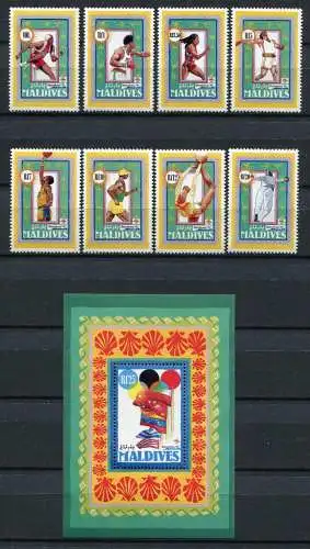 Malediven 1992 Olympiade Olympics Barcelona 1738-1745 Block 233 Postfrisch MNH