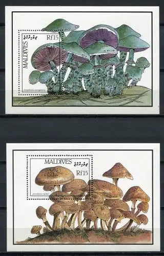Malediven Maldive 1986 Pilze Funghi Mushrooms Block 130-131 Postfrisch MNH