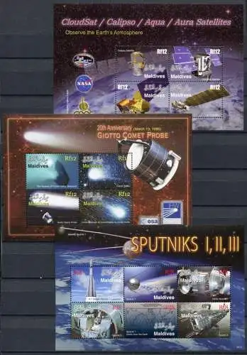 Malediven Maldive 2006 Raumfahrt Space 4534-4547 Block 599-601 MNH