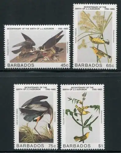 Barbados 1985 Vögel Birds Uccelli Oiseaux Audubon 638-641 MNH