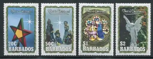 Barbados 1990 Weihnachten Christmas Kirchenfenster Engel Stern 766-769 MNH