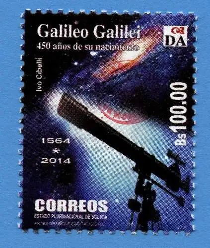 Bolivien Bolivia 2018 Freimarken Aufdruck Galileo Galilei Astronomie MNH