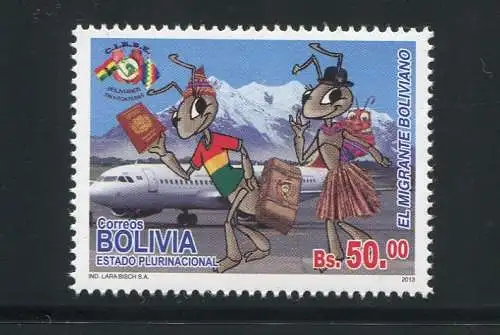 Bolivien Bolivia 2013 Migranten Comic Flugzeuge Airplane Aircraft 1943 MNH