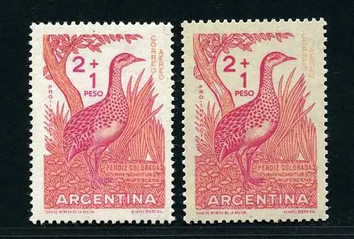 Argentinien 1960 Vogel Kinderhilfe 718 + Variante Importpapier MNH / 456 RAR