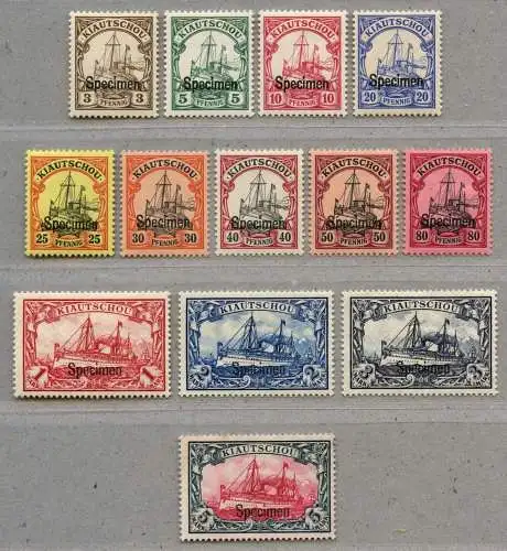 Kiautschou 1901 Kaiseryacht Michel 5-17 SP SPECIMEN Ungebraucht M€ 1300 / 84