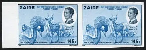 Kongo Congo Zaire 1980 Tiere Vögel Nashorn Schimpanse 692 U Paar MNH / 683