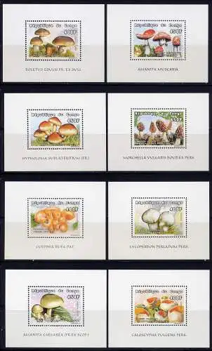 Kongo Brazzaville 1999 Pilze Funghi Mushrooms Block A-H 135 MNH
