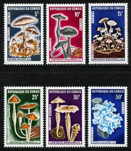 Kongo Brazzaville Congo 1970 Pilze Mushrooms Funghi 232-237 MNH
