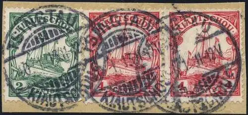 Kiautschou 1913 Michel 29-30 Briefstück ° Tsingtau 10/1/13 / 69