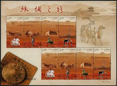 China PRC 2012-19 Seidenstraße Ruinen Kunst Buddha 4378-4381 Kleinbogen MNH