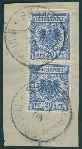 DP China 1893 M 48 d Paar Luxus-Briefstück Shanghai b Geprüft BPP Steuer €500/95
