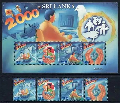 Sri Lanka 2000 Millennium Wissenschaft Flugzeuge Space 1241-1244 Block 79 MNH