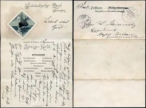 DP China 1900 Boxeraufstand MSP 64 Speisekarte Feldpost Port Said Magdeburg/ 545