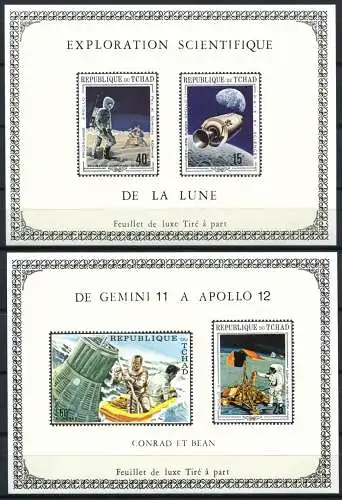 247/SPACE RAUMFAHRT 1970 Tschad Chad Apollo 291-294 Deluxe Blocks (2) MNH