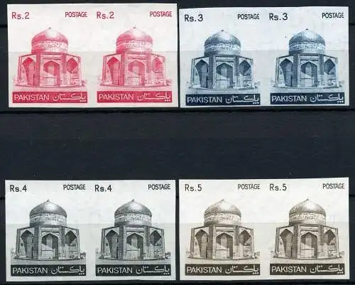 Pakistan 1979 Freimarken Mausoleum 505, 507-09 in Ungezähnten Paaren MNH RAR