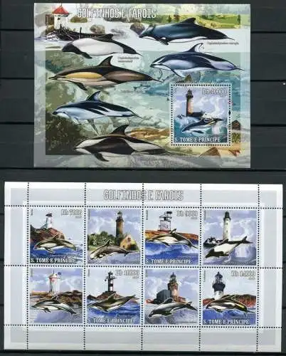 Sao Tome 2006 Delphine Leuchttürme Dolphins Lighthouse  Satz + Block MNH