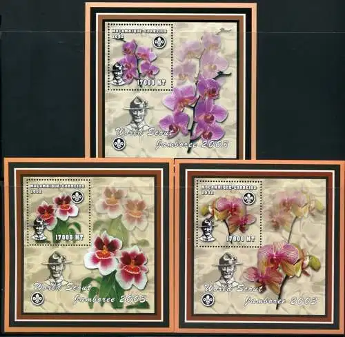 Mosambik 2002 Orchideen Pfadfinder Orchids Scouts Blumen Flowers Blüten MNH