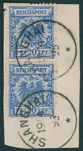 DP China 1893 Michel V 48 d Paar Luxus-Briefstück Tientsin Tief Geprüft BPP/ 94