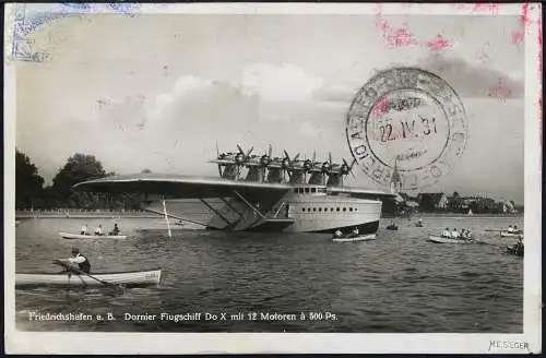 Dt. Reich 1931 DO-X 1. Überseeflug Bordpost NY Wasserschaden Harms 24 c DOX/1004