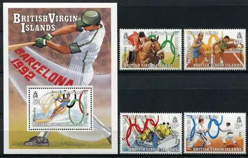 Jungferninseln Virgin Isl. 1990 Olympiade Olympics Barcelona 702-705 Block 66 