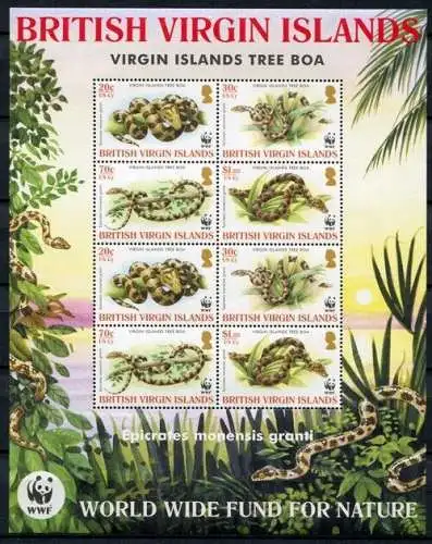 Jungferninseln Virgin Isl. 2005 WWF Schlangen Snakes Kleinbogen 1137-1140 MNH
