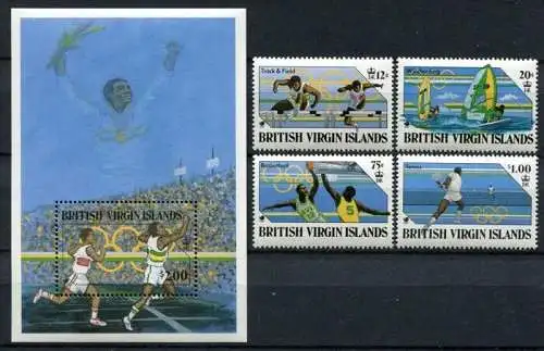 Jungferninseln Virgin Isl.1988 Olympiade Olympics Seoul 621-624 Block 49 MNH