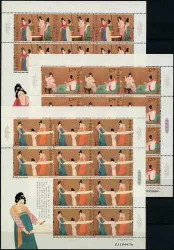 China PRC 2013-8 Seiden-Gemälde Silk Paintings Kunst 4450-4452 Kleinbögen MNH