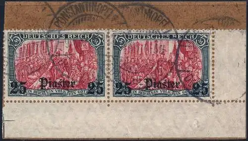 DP Türkei 1905 Michel 47 a Eckrand-Paar Briefstück Einwandfrei Geprüft BPP / 74