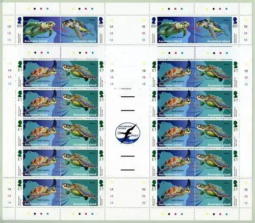 Ascension 2018 Schildkröten Meeresschildkröten Meerestiere 1357-1360 KLB MNH