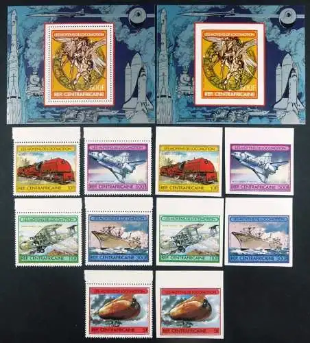 Space Raumfahrt 1982 Zentralafrika Verkehr 825-830 A/B Block 173 A/B MNH / 560