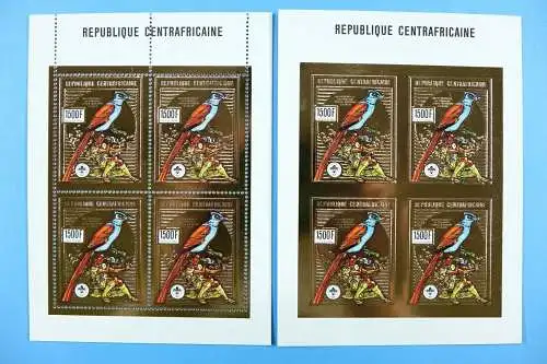 Zentralafrika 1990 Vögel Gold Pfadfinder Scouts 1427 A/B Kleinbögen MNH / 879