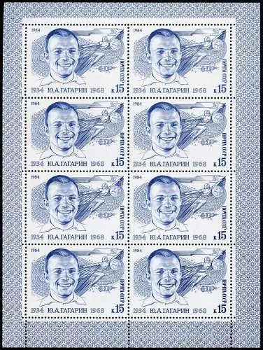 Russland Sowjetunion 1984 Yuri Gagarin 1. Mensch im Weltraum 5361 Kleinbogen MNH