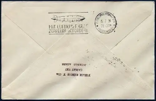 Zeppelin 1934 Argentinien 3. SAF Argentinienfahrt Brief Eisenach Si 256 / 2070